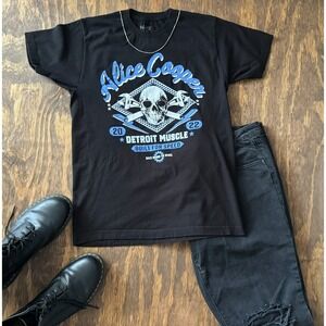 Alice Cooper Tour Shirt Men Medium Black 2022 Detroit Muscle Built For Speed Tee